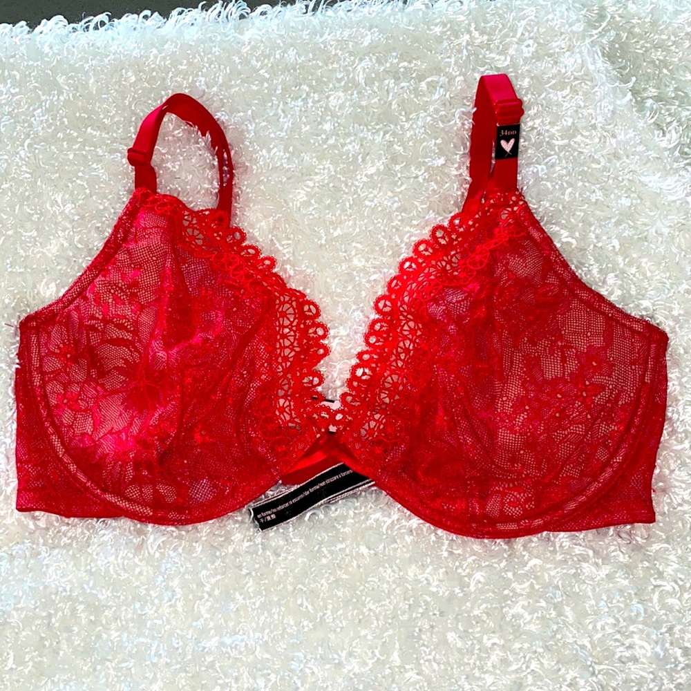 Victoria Secret Red very sexy unlined plunge Bra